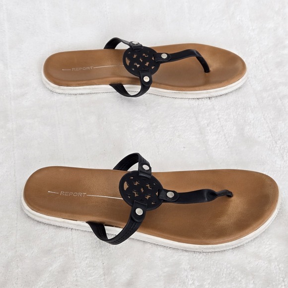 Report Jocelyn Black Thong Sandals Minimalist Resort Beach Summer‎ Vacation Sz 8 - Picture 4 of 7